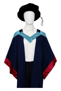 量身訂做香港理工大學博士畢業袍       設計藍色披巾畢業袍     應用語言科學博士    博士畢業袍   畢業袍生產商   PolyU   DA538